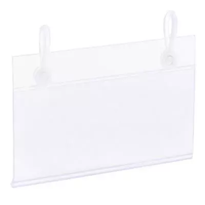 50pcs Label Holder With Hanging Buckle 90x55mm Clear Plastic For Wire Shelf • £13.11