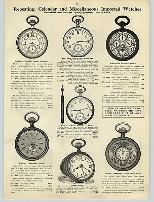 1908 PAPER AD Guinand's Minute Repeater Pocket Watch Hunting Case Open Face • £14.44