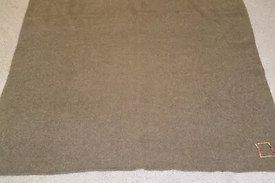 VTG Felted 100% Wool Army Green Blanket 50 X 80  Thick Heavy EUC • $28.90