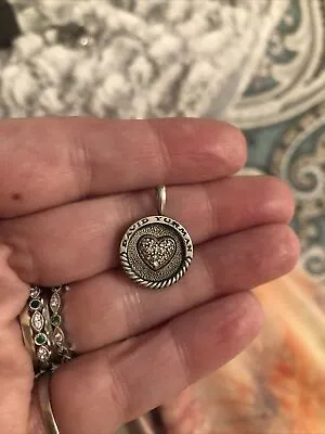 David Yurman Silver And Diamond Heart Pave Disc Pendant • $385