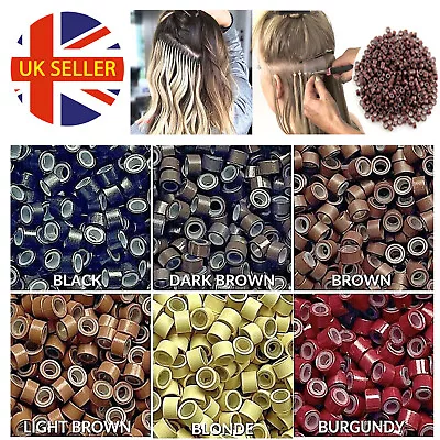 Silicone Lined Micro Beads Hair Extensions Micro Rings Hair Beads 5MM Tip 1000pc • £3.99