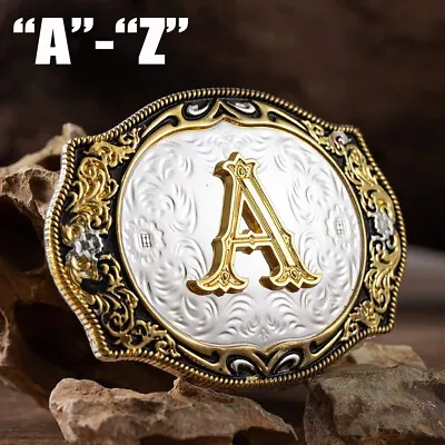 Initial   A-z   Rodeo Cowboy Letter Shine Gold Silver Western Belt Buckle New • $11.87