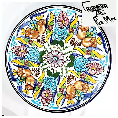 Talavera Puebla Mexico Floral Hand Painted Platter Plate  11.25  Signed • $29.99