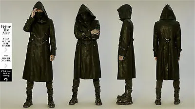Punk Rave Metal Chain Zippered Overcoat Stand Collar Asymmetrical Hooded Jacket • $235.50