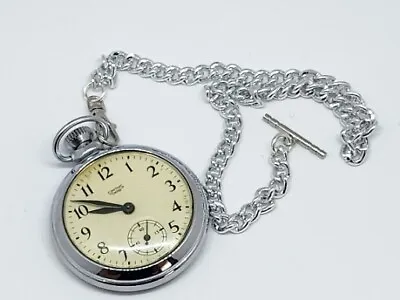 Vintage Smiths Empire Pocket Watch With Metal Albert T Bar Chain Parts Only  • £20