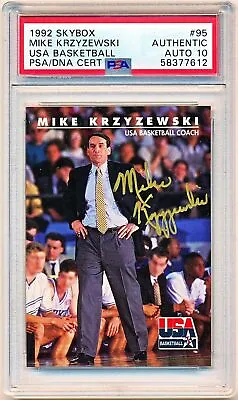 1992 Skybox USA Mike Krzyzewski Gold Ink Autographs Auto #95 PSA/DNA 10 • $1299.99