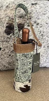 Myra Wine Bottle Bag NWT$ Leather Cowhide Gift Bag • $19.99