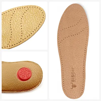 Bison Natural Leather Orthotic Insoles Inserts Flat Feet Metatarsal Arch Support • £7.90