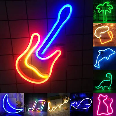 Neon Sign LED Light Wall Hanging Night Lamp Bar For Kids Bedroom Home Decor • £8.59