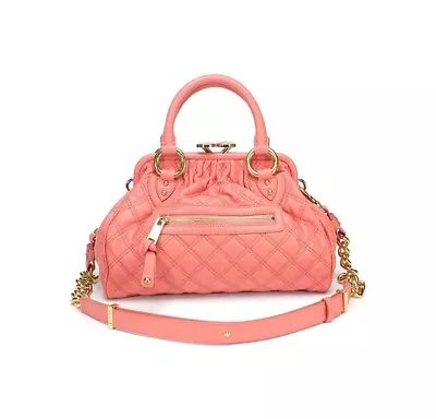 Marc Jacobs Quilted Leather Mini Stam Shoulder Bag FLAMINGO • $953