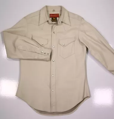 Indian Motorcycle Cream Steerhide Top Grain Leather Button-Up Shirt Jacket 38/S • $200