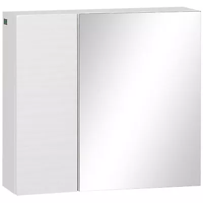 Kleankin Bathroom Mirror Cabinet Wall Mounted Cupboard W/ Adjustable Shelf • £32.99