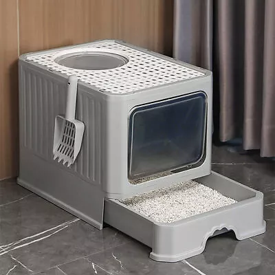 XL Large Cat Litter Box Self Cleaning Pan Drawer Anti-Splashing Cat Potty Tray • £19.49