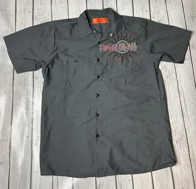 Mechanic Work Shirt Mens L Wada Farms Short Sleeve Button Up Dark Grey • $11.97