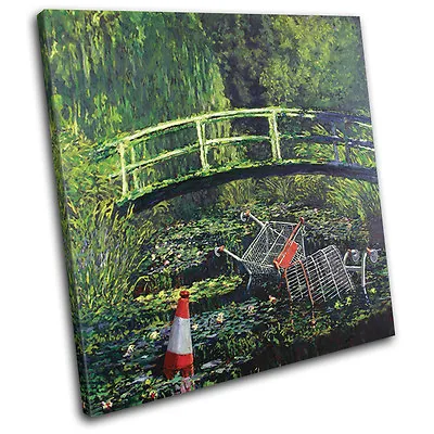 Water Lilies Banksy Painting SINGLE CANVAS WALL ART Picture Print VA • £29.99