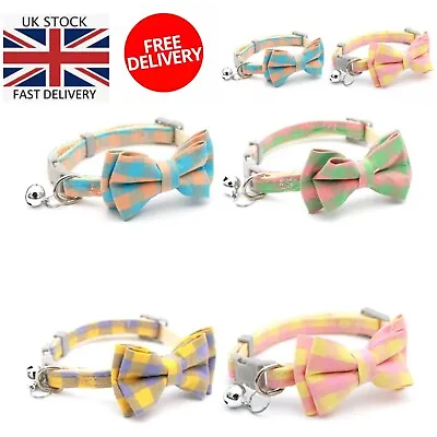 £3.70 • Buy Luxury Bow Tie Pet Cat Collar Adjustable Puppy Small Dog Kitten Bell Pets UK