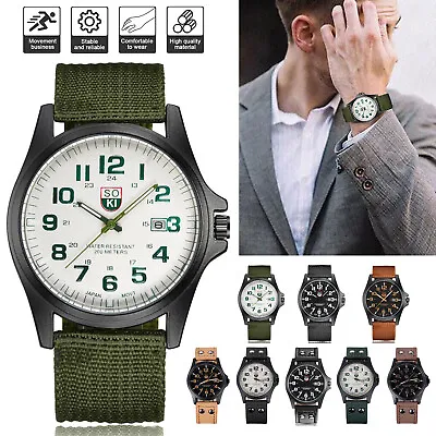 Mens Date Stainless Steel Military Sports Analog Quartz Army Wrist Watch 2024 UK • £6.19