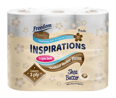 £6.99 • Buy Freedom Inspirations Quilted Soft Shea Butter 3 Ply Toilet Paper Roll, 9 Rolls