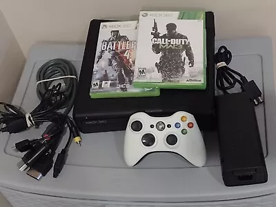 Microsoft Xbox 360 S 4GB Console Black Bundle W/ Battlefield 4 And CoD MW3 • $70