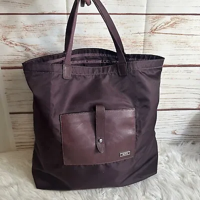 Tumi Maroon Nylon Leather Travel Tote Shoppers Bag • $37.99