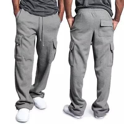 Mens Jogger Cargo Pocket Trousers Sweat Pants Casual Loose Athleti Heavy Weight. • $15.99