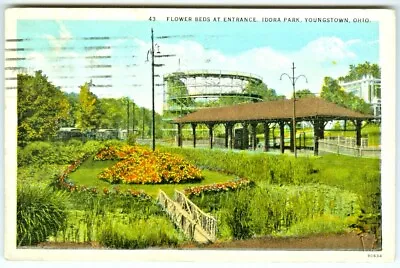 Youngstown OH Flower Beds At Idora Park Entrance 1921 • $4.88