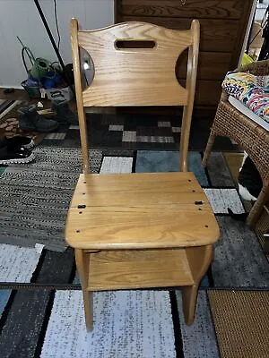 Beautiful Mid Century Modern Solid Wood Convertible Ladder Folding Chair Antique • $120