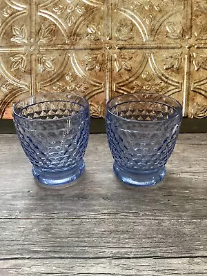 2~Villeroy & Boch Boston Blue Glasses Crystal Double Old Fashioned Barware • $16