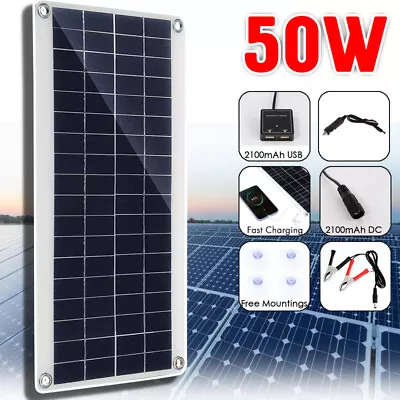 12V Solar-Panel 50W Trickle Car Van Boat Caravan Camper Flexible Battery Charger • £16.99