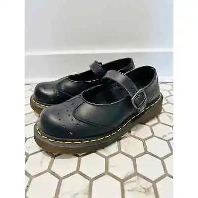 Vintage Dr Martens Mary Jane Shoes 1B66 Round Toe Leather Black US 6 90s • $125
