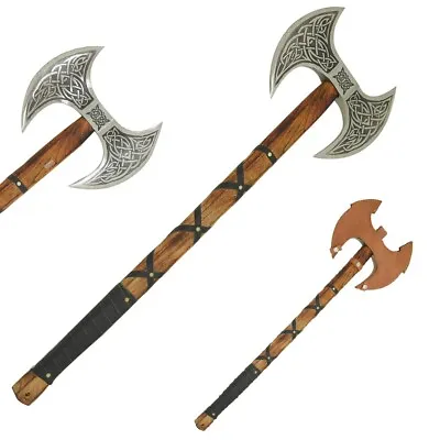 Medieval Warrior 32  Handmade Double Headed Viking Axe With Carrying Case • $90.99