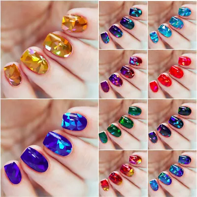 13 X BROKEN GLASS Holographic Nail Art Foil Decoration Wrap Transfer Sticker • £1.90