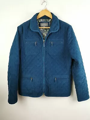 Laura Ashley UK 16 Teal Jacket Quilted Lined Cotton • £24.99