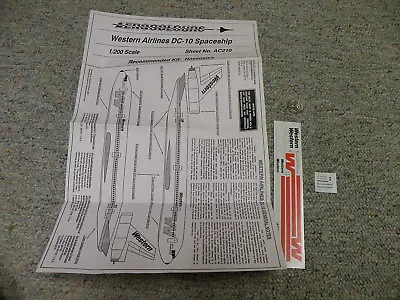 Aerocolours Decals 1/200 Sheet#AC210 Western Airlines DC-10 Spaceship   Box 7 • $10.99