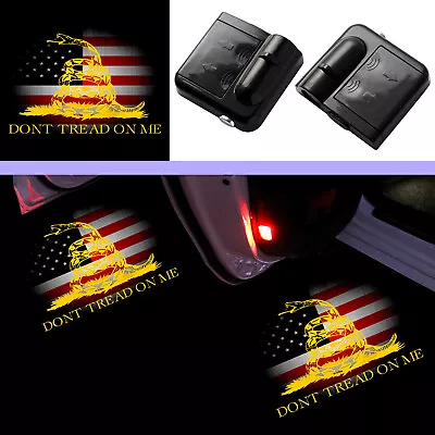 2x Don't Tread On Me US American Flag Logo Wireless Car Door LED Light Projector • $17.08