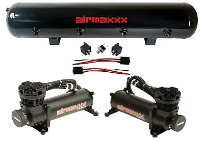 Airmaxxx Black 480 Air Compressors 5 Gallon Tank 180 Psi Bags Air Suspension Kit • $398