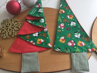 £6.99 • Buy Christmas Tree Napkins X 2 Handmade Table Linen Decor Snowman Father Christmas
