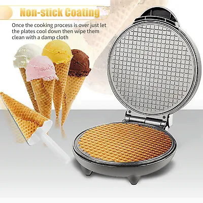 1200W Waffle Maker Electric Waffle Cone Machine Non Stick Breakfast Waffle Cake • £24.03