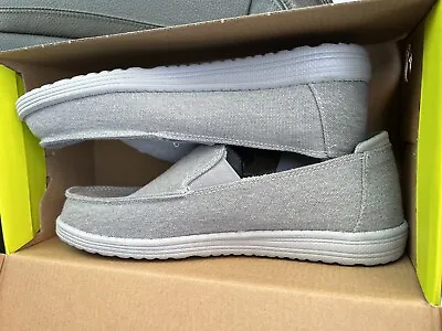 Mens Eddie Bauer Slip On Gray Canvas Loafers Casual Shoes Size 8 New • $28.95