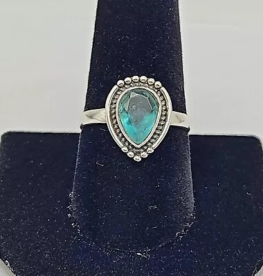 Vintage Old Pawn Sterling Silver Native Blue Gemstone Ring Size 9 - 3.5g • $29