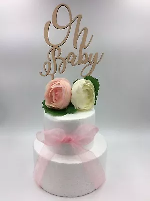  Cake Topper Oh Baby Girl Boy Wooden Wood Birthday Party Supplies • $10.89