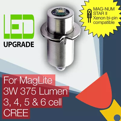 MagLite LED Conversion/upgrade Bulb MAG-NUM STAR II Bi-pin 3D/3C 4D/4C 5/6D • £13.95