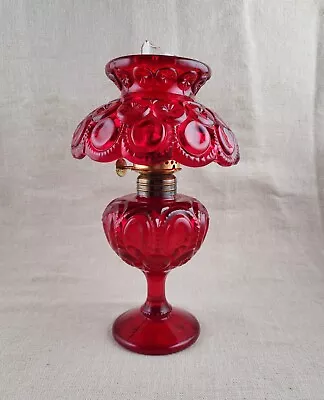 LG Wright Moon & Stars Ruby Red Glass 3 Piece Miniature Oil Fairy Lamp #44-R • $69