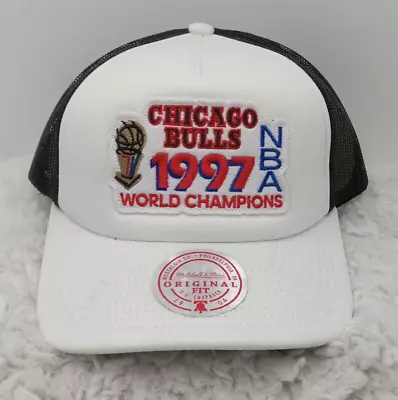 Chicago Bulls Hat White Black Trucker Mesh 1997 NBA Finals Champions Snapback • $24.99