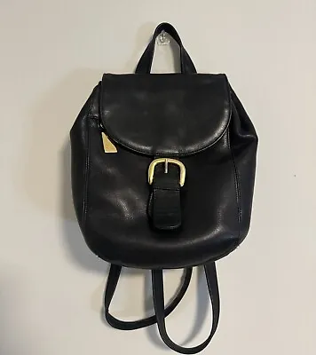 Tignanello Women's Small Leather Mini Black Backpack W/Gold Buckle & Accents • $20