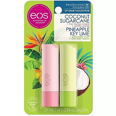 Eos FlavorLab Paradise Lip Balm - Coconut Sugarcane & Pineapple Key Lime 2 Pack • $9.99