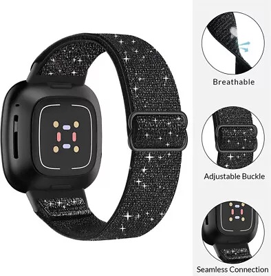 Nylon Fabric Elastic Replacement Watch Band Strap For Fitbit Versa 4/3/2/Sense 2 • £4.80