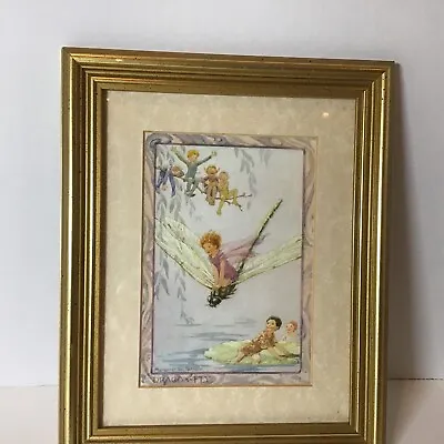 Margaret Tarrant Framed Dragonfly Print Children Fairies Elves Vintage Vgc • £12.95