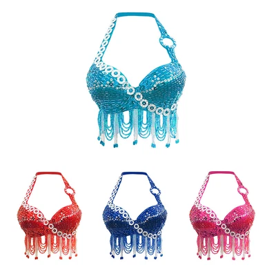 £14.92 • Buy Belly Dance Bra Sequins Top Festival Samba Latin Dancing Costume Outfit