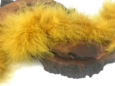 2 Yards - Antique Gold Turkey Medium Weight Marabou Feather Boa 25 Gram Boa DIY • $11.33